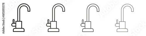Kitchen tap icon vector illustration, line design icon. Editable strokes.