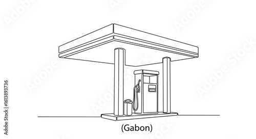 Simple outline of a gas station in Gabon  