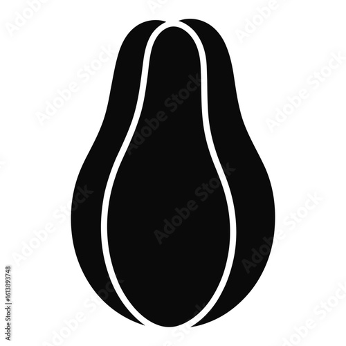 Black silhouette of a stylized papaya fruit on a white background vector