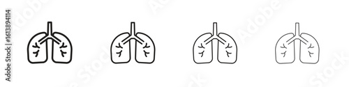 Human lungs icon vector illustration, line design icon. Editable strokes.