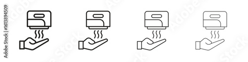 Hand dryer icon vector illustration, line design icon. Editable strokes.