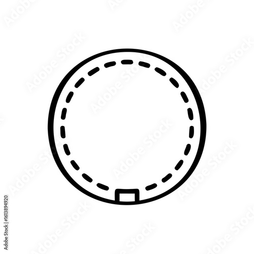 Circular road icon with dashed lines entrance circle travel
