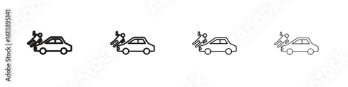 Frontal crash icon vector illustration, line design icon. Editable strokes.