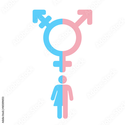 Transgender Symbol with Human Silhouette Representing Gender Identity