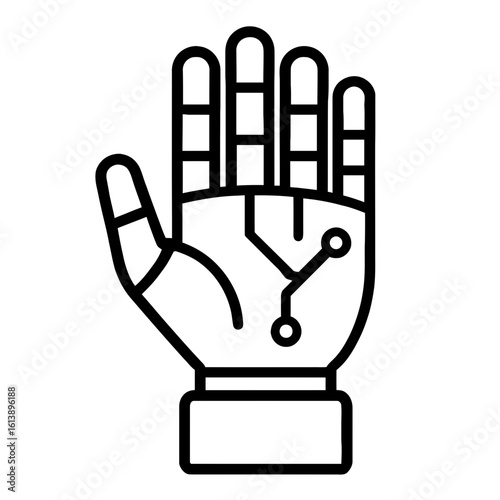 Robotic bionic hand icon symbolizing AI, automation and futuristic technology