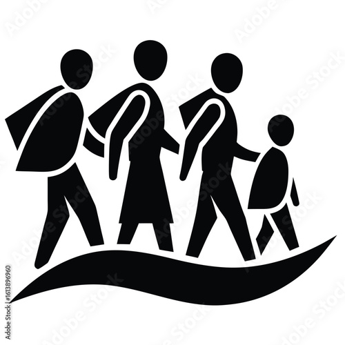 Family of migrants crossing border