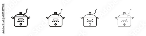 Crock pot icon vector illustration, line design icon. Editable strokes.