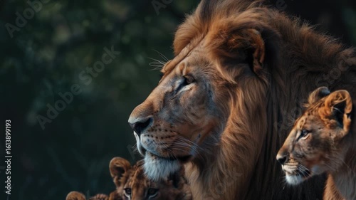 Two lions posing side by side, showcasing their majestic size and regal presence