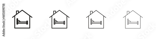 Accommodation icon vector illustration, line design icon. Editable strokes.