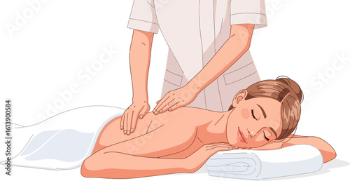 Relaxed woman receiving a soothing back massage from a therapist