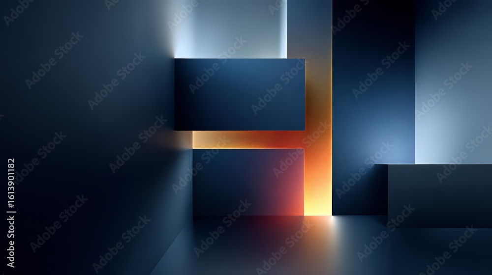 Obraz premium Room with a blue wall and orange light