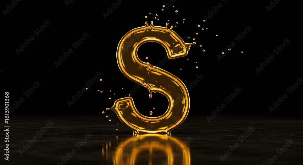 Liquid Gold Letter S: A Splash of Luxury Liquid Gold Letter S: A Splash of Luxury