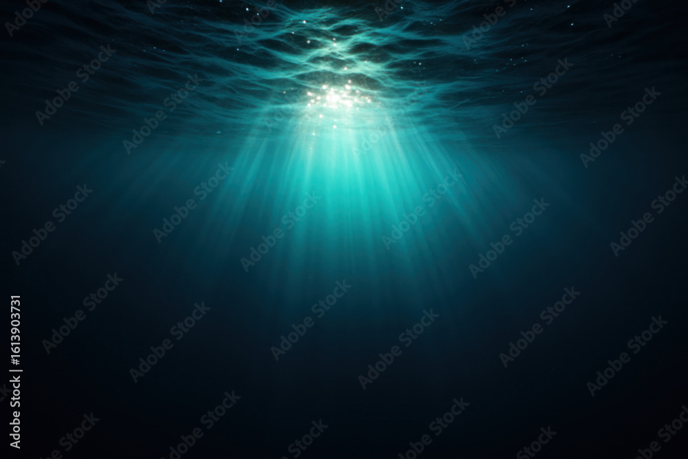 Peaceful ocean depth illuminated by sunlight
Mystical underwater view with glowing light rays Peaceful ocean depth illuminated by sunlight
Mystical underwater view with glowing light rays