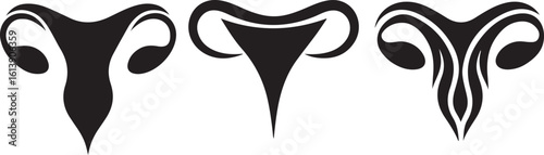Female Reproductive Organs Logo Set