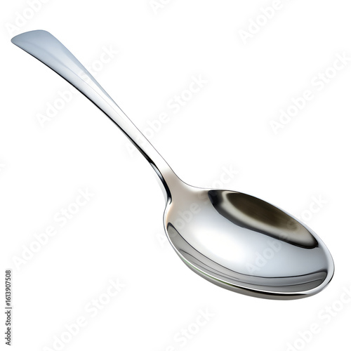 Big stainless steel spoon isolated on transparent background