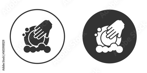 Washing dishes icon. sign designs. solid pictogram