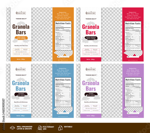 Granola bar labels print collection