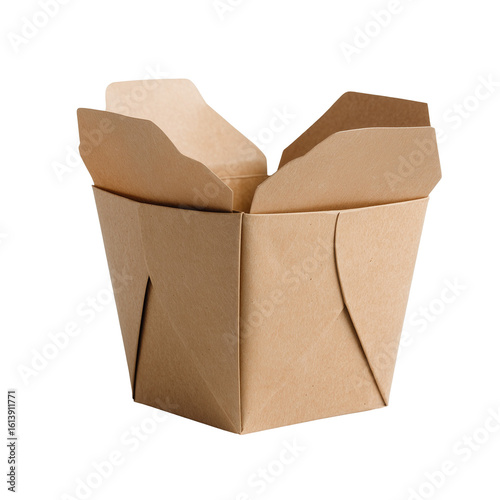 Recycle Eco-friendly disposable food container made of kraft paper on a white background