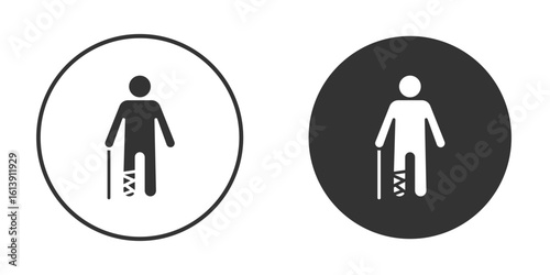 Man with broken leg icon. sign designs. solid pictogram