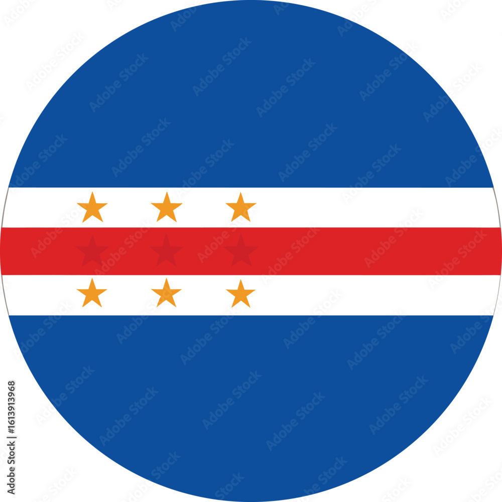 circular cape verde national flag icon with blue red white stripes and stars