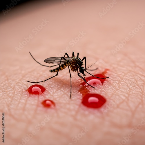 Macro View of Mosquito Behavior Showing Environmental Impact and Disease Risk Factors