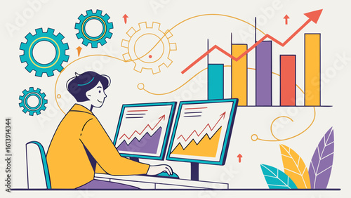 business man with  profit graphs