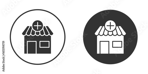Drugstore icon. sign designs. solid pictogram