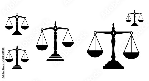 Two scales of justice in black and white for legal concepts