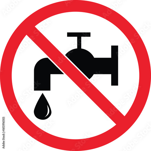 No Water Sign isolated on white background, No water tap sign