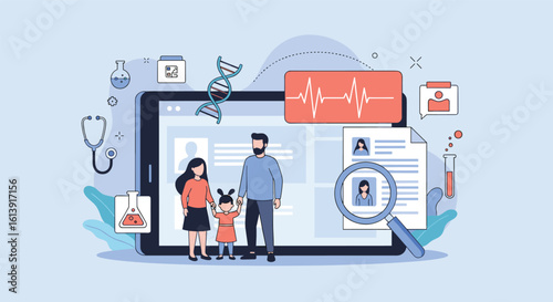 Visualizing family health records and genetic information on digital devices for better care