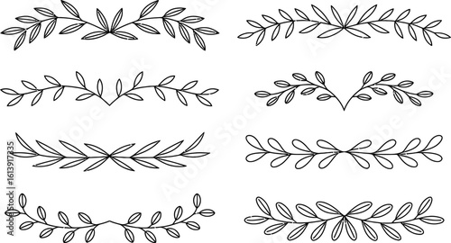 Set of decorative floral dividers borders ornaments