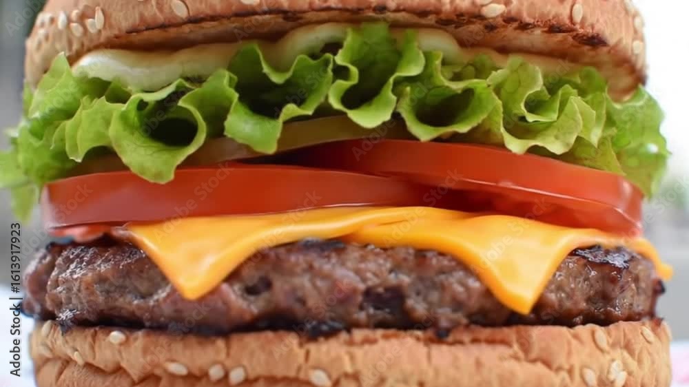 Hamburger with an attractive and delicious appearance, professional cinematic shooting techniques with empty space.