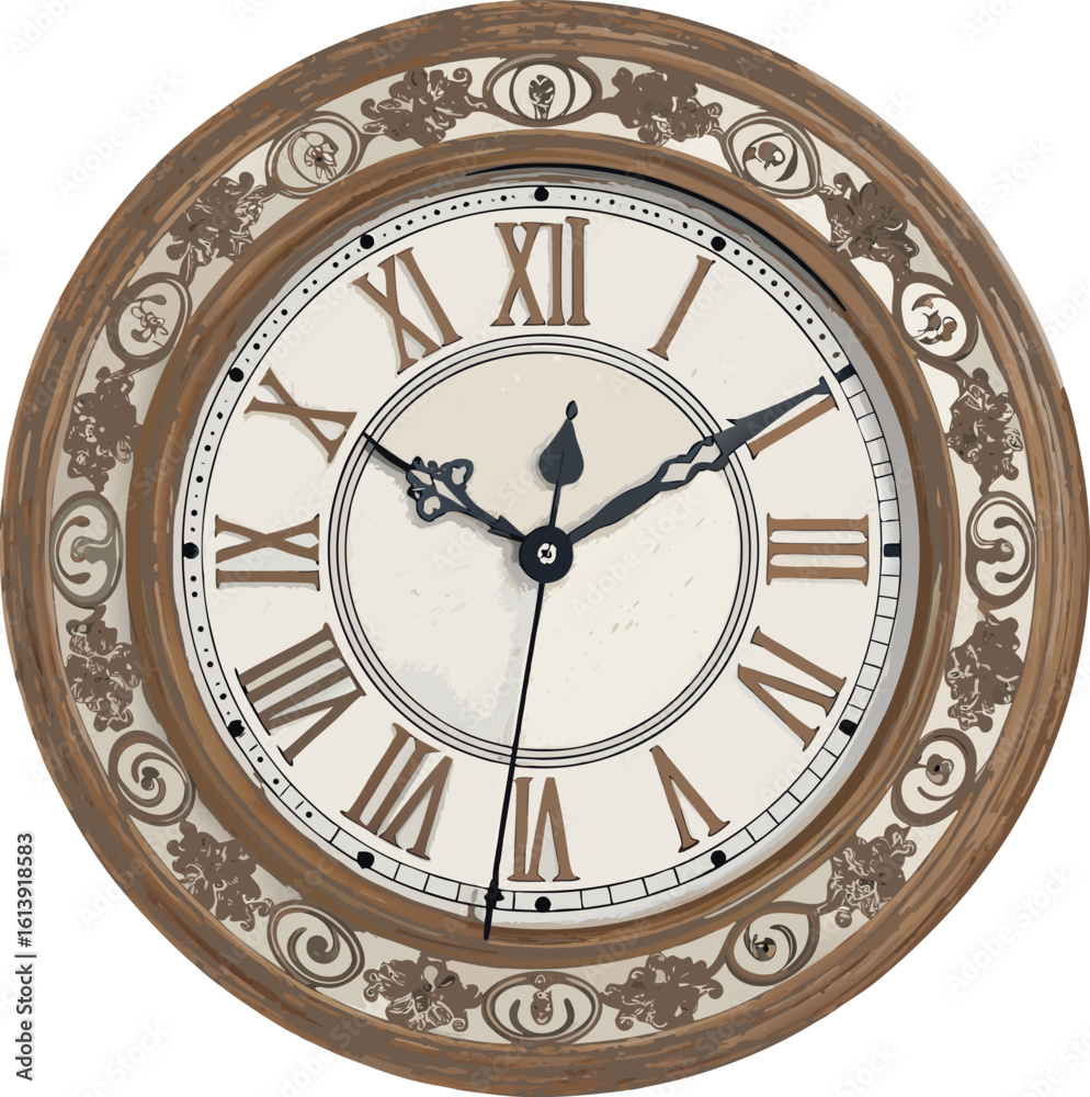 Fototapeta premium Filled design of a wall clock with Roman numerals