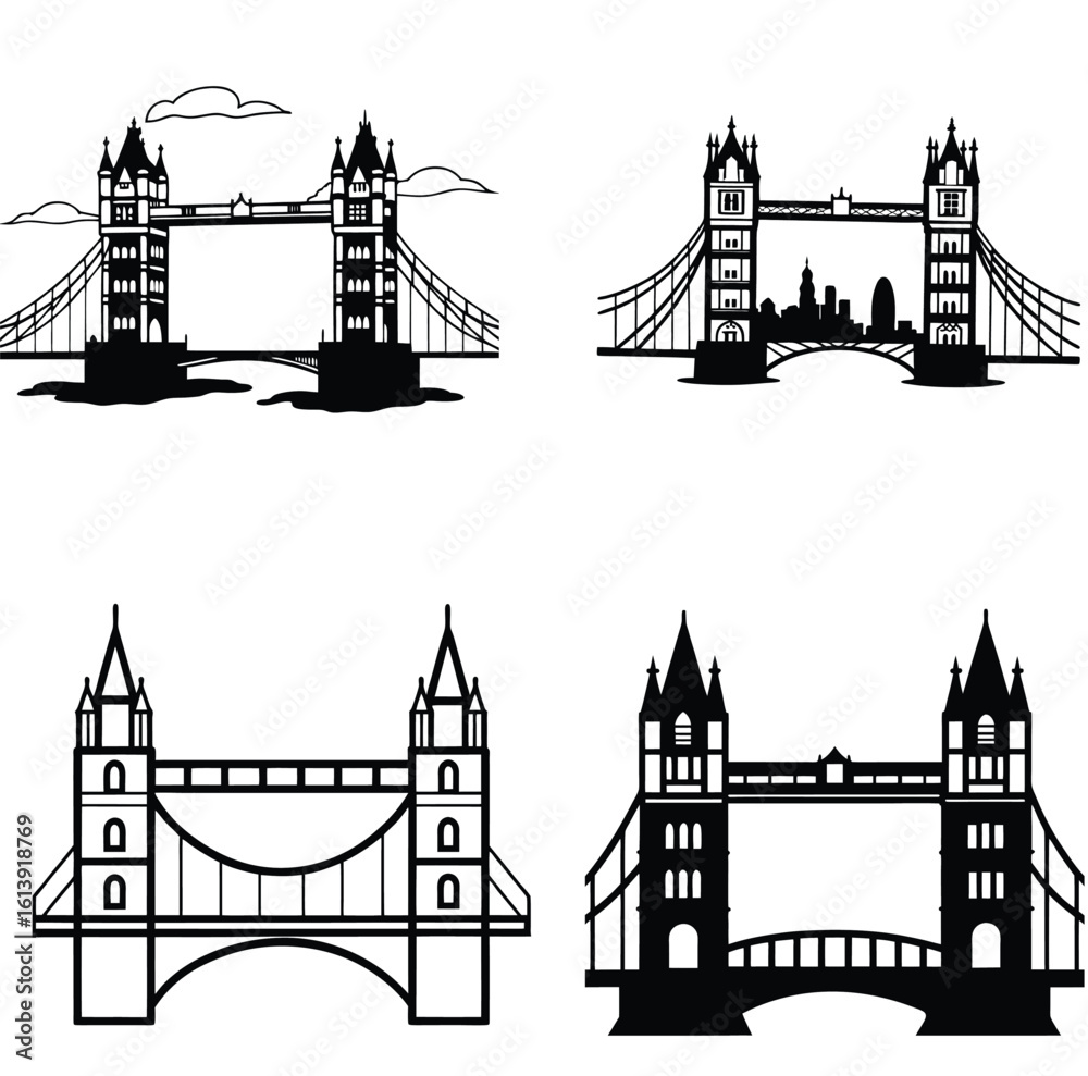 Fototapeta premium Bridge line art vector image design 