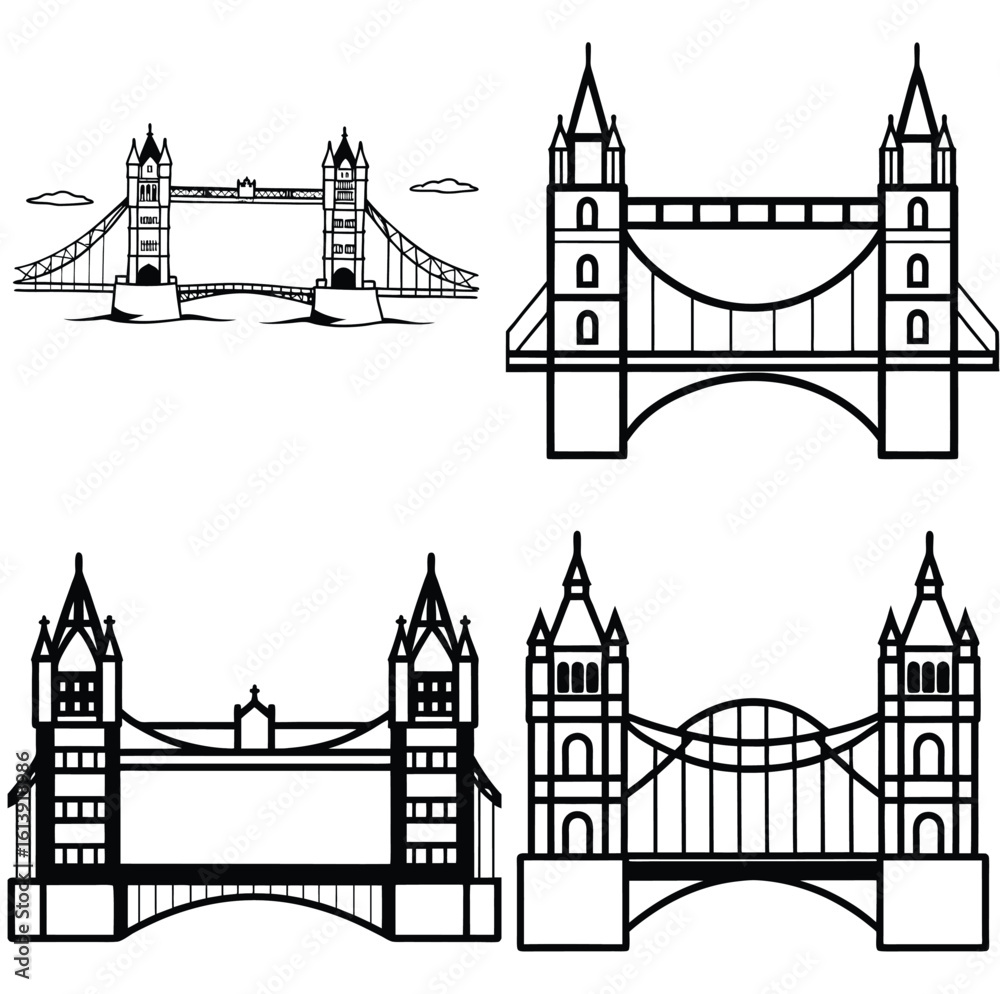 Obraz premium Bridge line art vector image design 