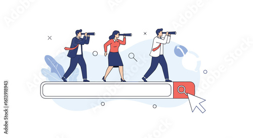 Business professionals searching for opportunities on digital platforms using technology for future growth