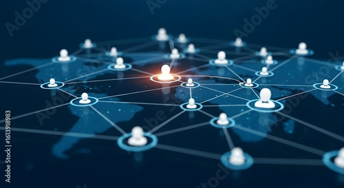 3d illustration connecting people on the internet, social network connection