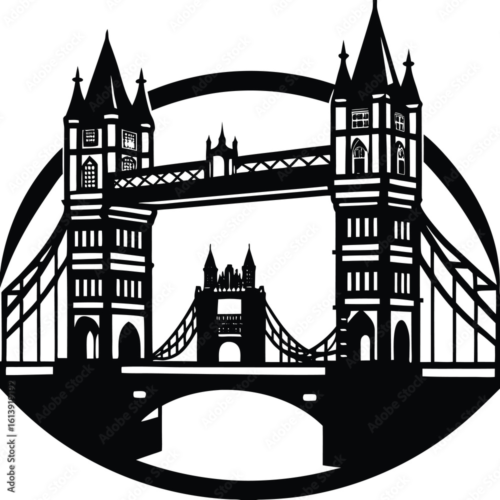 Obraz premium Bridge line art vector image design 