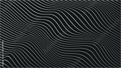 Psychedelic 70s style abstract background in horizontal and vertical format featuring colorful wave patterns in black and whate, yellow, and rainbow retro mod aesthetic