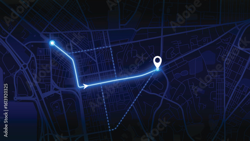 Neon blue navigation map — EPS city vector of Vienna, Austria