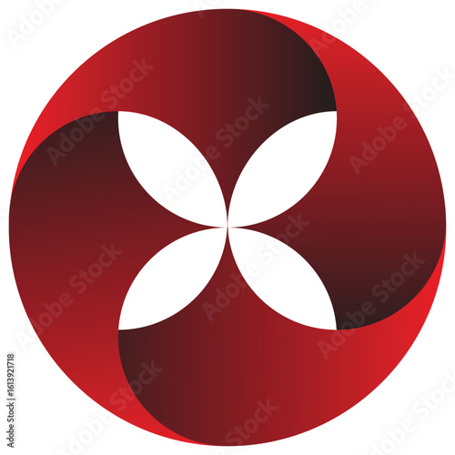 Red flower vector illustration icon with a happy heart face design