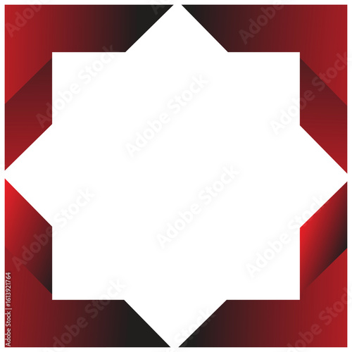 Red star frame vector illustration with a geometric hexagon shape business icon and blank label template