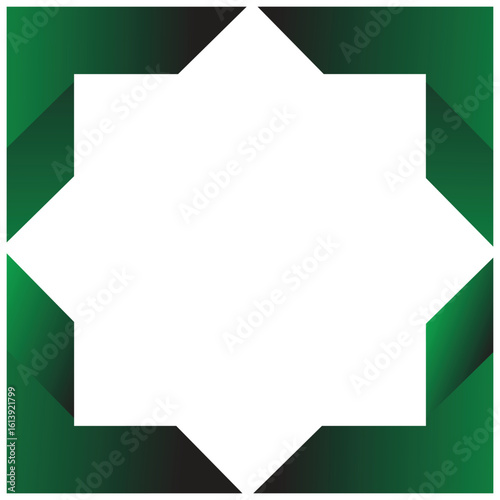 Abstract green hexagon vector design with a star symbol and geometric element for web decoration or business illustration