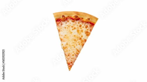 Top view tasty cheese pizza slice isolated on white background. 4k animation video.