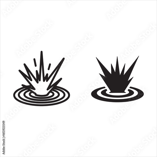 Two styles of water splash icons on white background