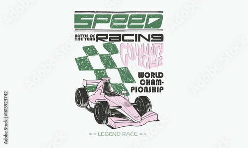 Speed community club. Legend race. Road speed graphic print. Extreme racing. Car print design for t shirt print, poster, sticker, background and other uses.