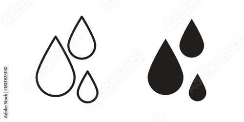 Water drop icon flat and stroke style pack on white background. Vector illustrations