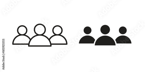 Users icon flat and stroke style pack on white background. Vector illustrations