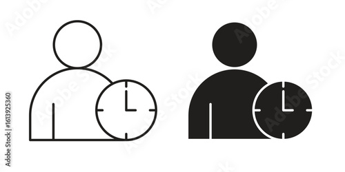 User time icon flat and stroke style pack on white background. Vector illustrations