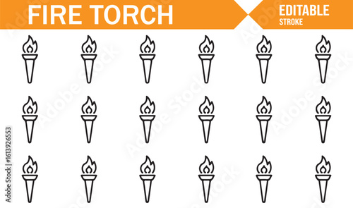 Simple and Elegant Fire Torch Icons for Digital Graphics and Design